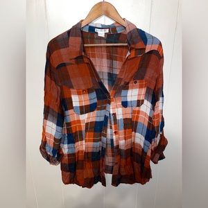 Burnt Orange plaid Button up